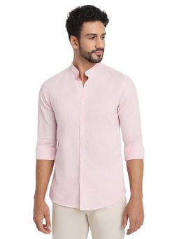 ColorPlus - Cotton Linen Full Sleeves Mandarin Neck Solid Plain Shirt