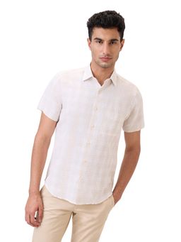 ColorPlus - Cotton Linen Half Sleeves Collar Neck Checks Shirt