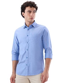 ColorPlus - Cotton Blend Full Sleeves Collar Neck Solid Plain Shirt
