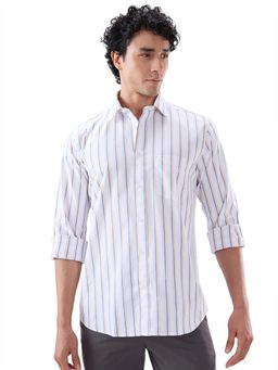 ColorPlus - Cotton Blend Full Sleeves Collar Neck Stripes Shirt