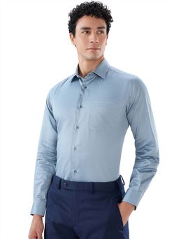 Park Avenue - Cotton Blend Full Sleeves Collar Neck Solid Plain Shirt