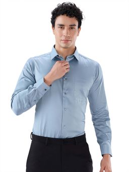 Park Avenue - Cotton Lycra Full Sleeves Collar Neck Solid Plain Shirt
