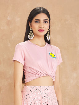 Gajra Gang - Pataka Kudi Pink Slogan Badge T shirt GGTOP08