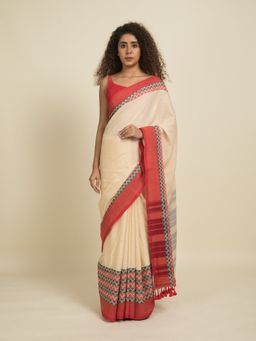 Suta - Beige Handloom Cotton Saree