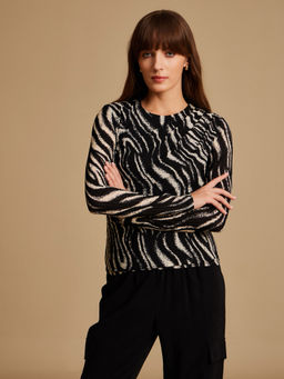 Kazo - Fiona Black Animal Print Top