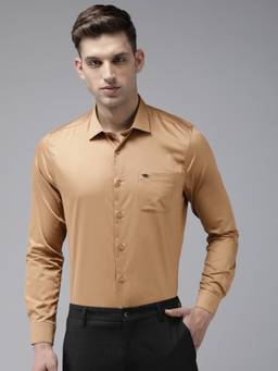 The Bear House - Ardor Edition Men Orange Solid Slim Egyptian Giza Cotton Formal Shirt