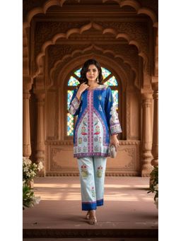 Gahan - Muslin Digital Printed Co-Ord Set - Blue