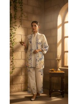 Gahan - Muslin Digital Printed Co-Ord Set - White