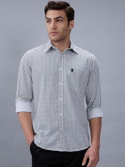 Giordano - Men Navy Blue Slim Fit Cotton Micro Checked Polycotton Casual Shirt