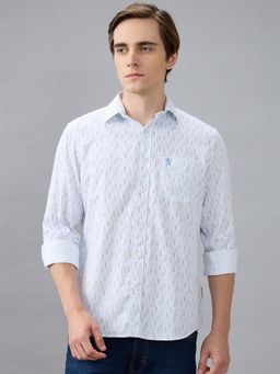 Giordano - Men Blue Slim Fit Cotton Printed Long Sleeves Casual Shirt