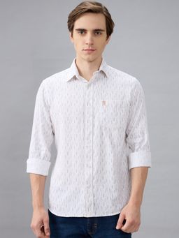 Giordano - Men Beige Slim Fit Cotton Printed Long Sleeves Casual Shirt