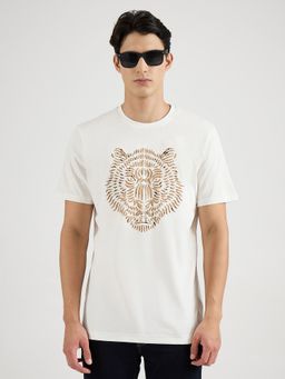 Antony Morato - Men Cream Placement Print Short Sleeved T-Shirt