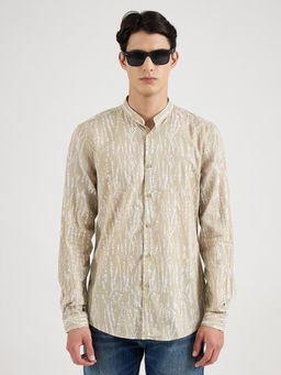 Antony Morato - Men Beige Printed Mandarin Collar Shirt