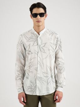 Antony Morato - Men Cream Floral Mandarin Collar Shirt