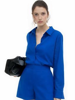 Lounge Dreams - Royal Blue Pure Cotton Shorts Co-Ord (Set of 2)