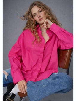 Lounge Dreams - Pure Cotton Oversized Poplin Pink Shirt