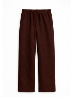 Lounge Dreams - Women's Brown Linen Solid Trouser