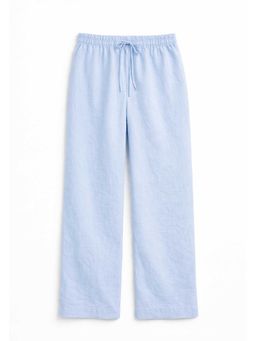 Lounge Dreams - Women Light Blue Solid Linen Trouser
