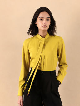 FABLE STREET - Tie Up Neck Top - Acid Green