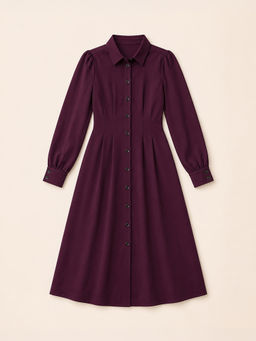 FABLE STREET - Button Down Shirt Dress - Wine