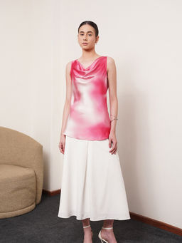 FABLE STREET - Womens Satin Ombre Top Pink