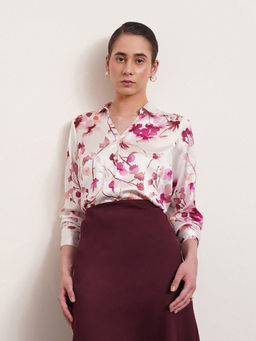 FABLE STREET - Satin Floral Shirt - Pink