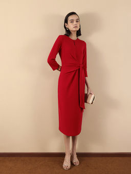 FABLE STREET - Red Solid Slim Dress