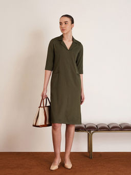 FABLE STREET - Olive Solid Regular Dress