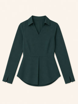 FABLE STREET - Collared V Neck Full Sleeve Top
