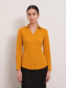 FABLE STREET - Collared V Neck Full Sleeve Top