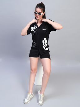 Griffel - Women Black Cotton Graphic Co-Ord Set