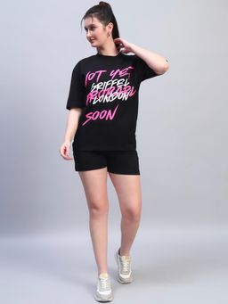 Griffel - Women Black Cotton Typography Co-Ord Set