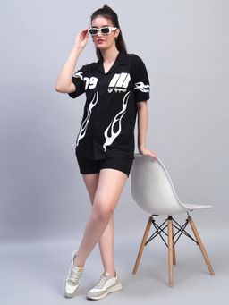 Griffel - Women Black Cotton Graphic Co-Ord Set