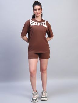 Griffel - Women Brown Cotton Printed Co-Ord Set
