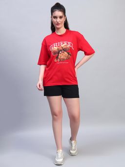 Griffel - Women Red Cotton Graphic Co-Ord Set