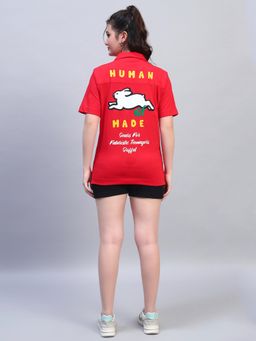 Griffel - Women Red Cotton Graphic Co-Ord Set