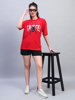 Griffel - Women Red Cotton Graphic Co-Ord Set