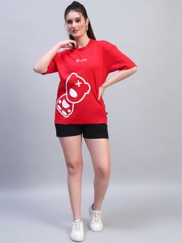 Griffel - Women Red Cotton Graphic Co-Ord Set