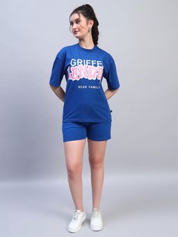Griffel - Women Blue Cotton Typography Co-Ord Set