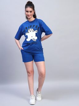 Griffel - Women Blue Cotton Graphic Co-Ord Set