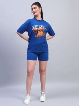 Griffel - Women Blue Cotton Graphic Co-Ord Set