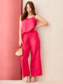 Outzidr - Women Pink Polyester Solid Co-Ord Set