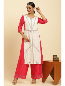 W - Cream Floral Kurta and Palazzo (Set of 2)