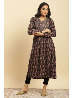 W - Black Paisley Kurta