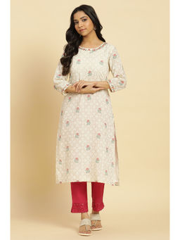 W - Off White Floral Kurta