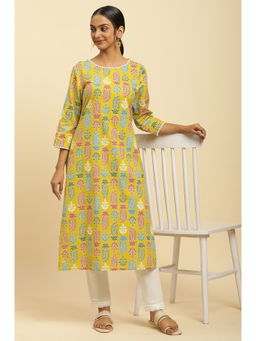 W - Yellow Floral Kurta