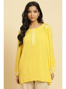 W - Yellow Embroidered Top