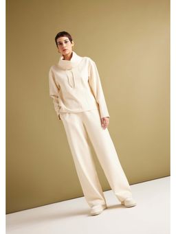 Muvazo - Cream Polyester Solid/Plain Co-Ords Sets