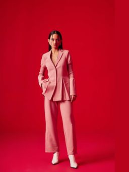 Muvazo - Pink Lycra Solid/Plain Co-Ords Sets