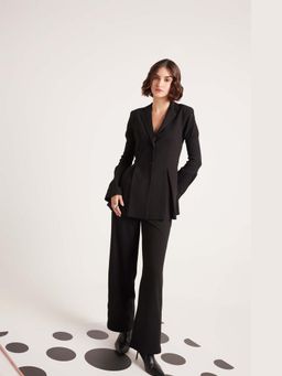 Muvazo - Black Lycra Solid/Plain Co-Ords Sets